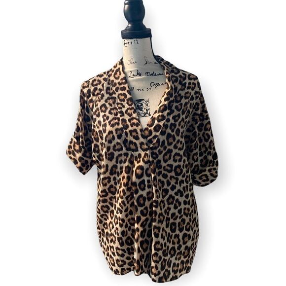 Michael Michael Kors SZ L leopard blouse - Picture 1 of 6